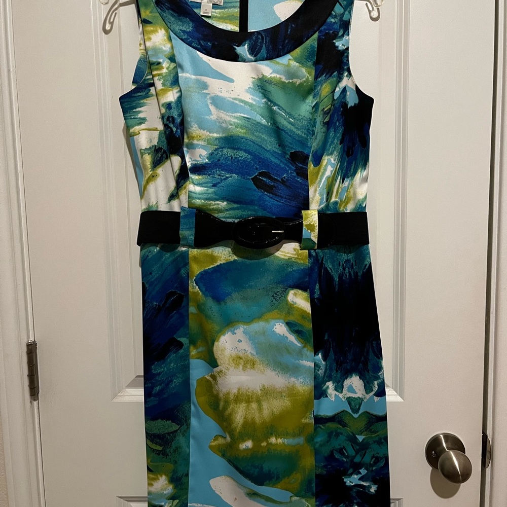 dressbarn Vibrant Blue and Green Midi Dress